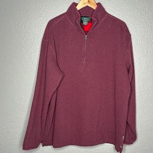 Mens burgundy Woolrich fleece lined quarter zip pullover XL